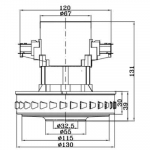 Мотор (турбина) 1400w  пылесоса HAMER MAKITA KARCHER и др.   Н131 Ø130